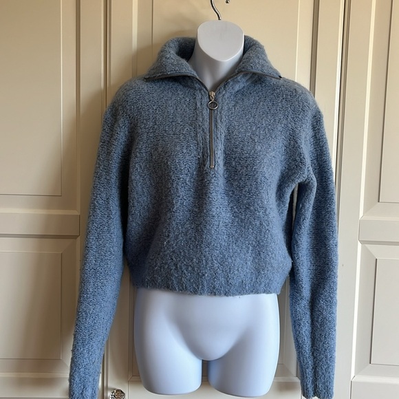 Wilfred Free
Gwyneth Sweater Cropped Blue Size XXS. Alpaca blend Quarter Zip - Picture 13 of 14